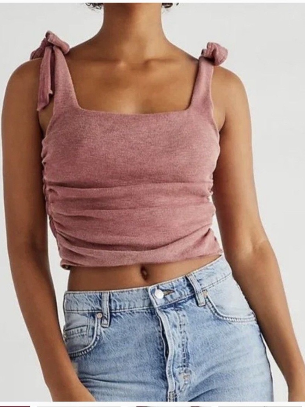 Free People Mauve / Dusty Rose Tied Tank Top